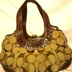 Coach H0869-12232 Brown Material & Leather Hobo